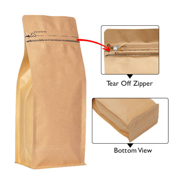 Flat Bottom Pouches With tear off zipper