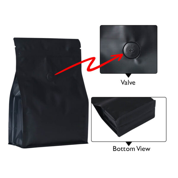 Flat bottom pouch with valve
